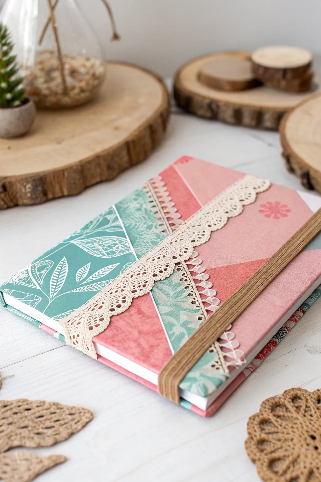 Unlock your creativity with this exquisite mixed media notebook cover, blending Scandinavian minimalism with boho flair.