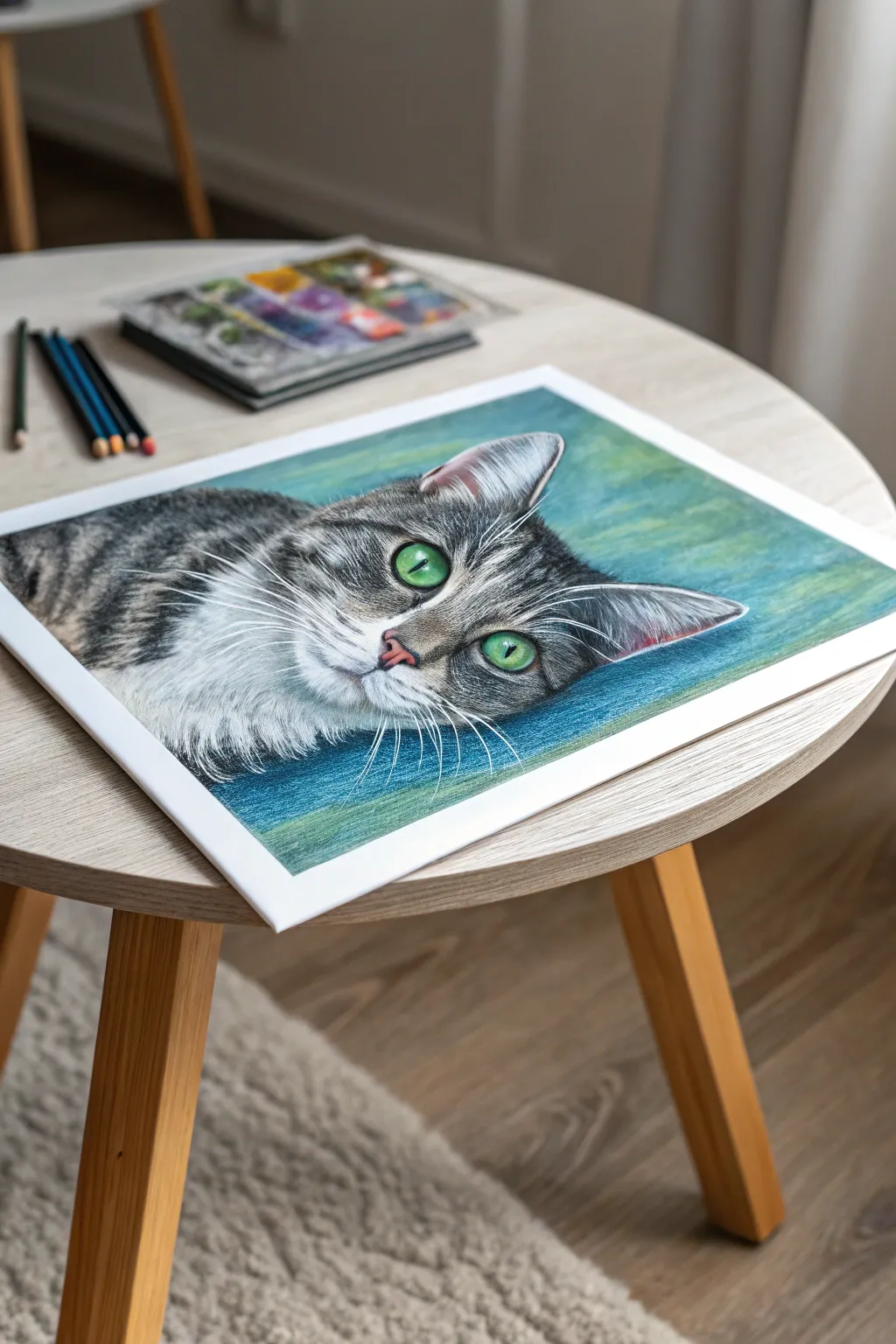 Capture the essence of your furry friend with vibrant oil pastels—where simplicity meets bold beauty.