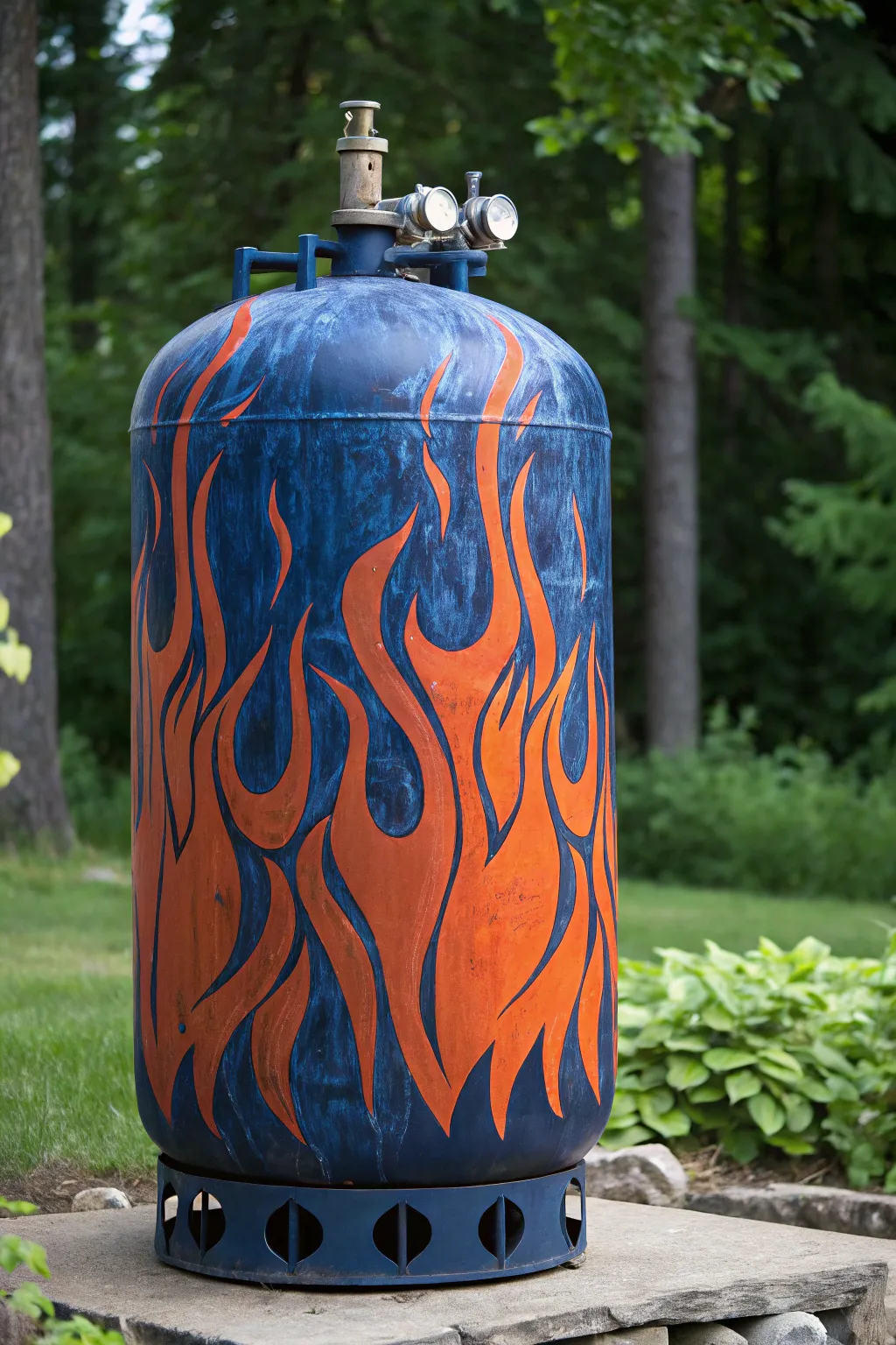 Breathe new life into old materials with this stunning air tank sculpture, a testament to craftsmanship and creativity.