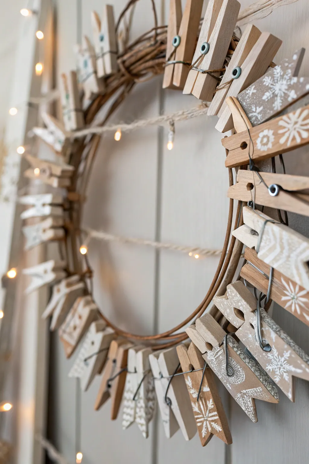 Craft your own festive charm with a minimalist clothespin wreath!