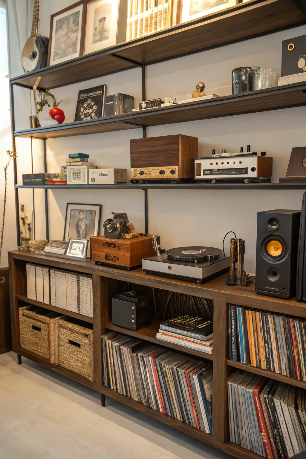 Diverse assortment of vintage and modern goods.