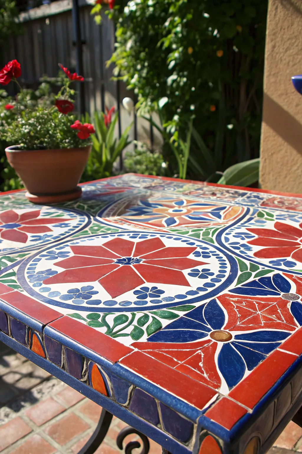 Elevate your outdoor dining with a handcrafted tile-topped table that turns every meal into a festive garden gathering.