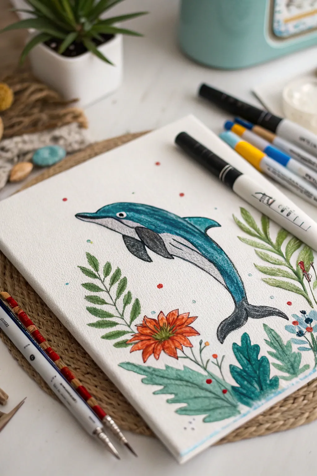 Dive into the vibrant world of wildlife art with expressive paint pen details.