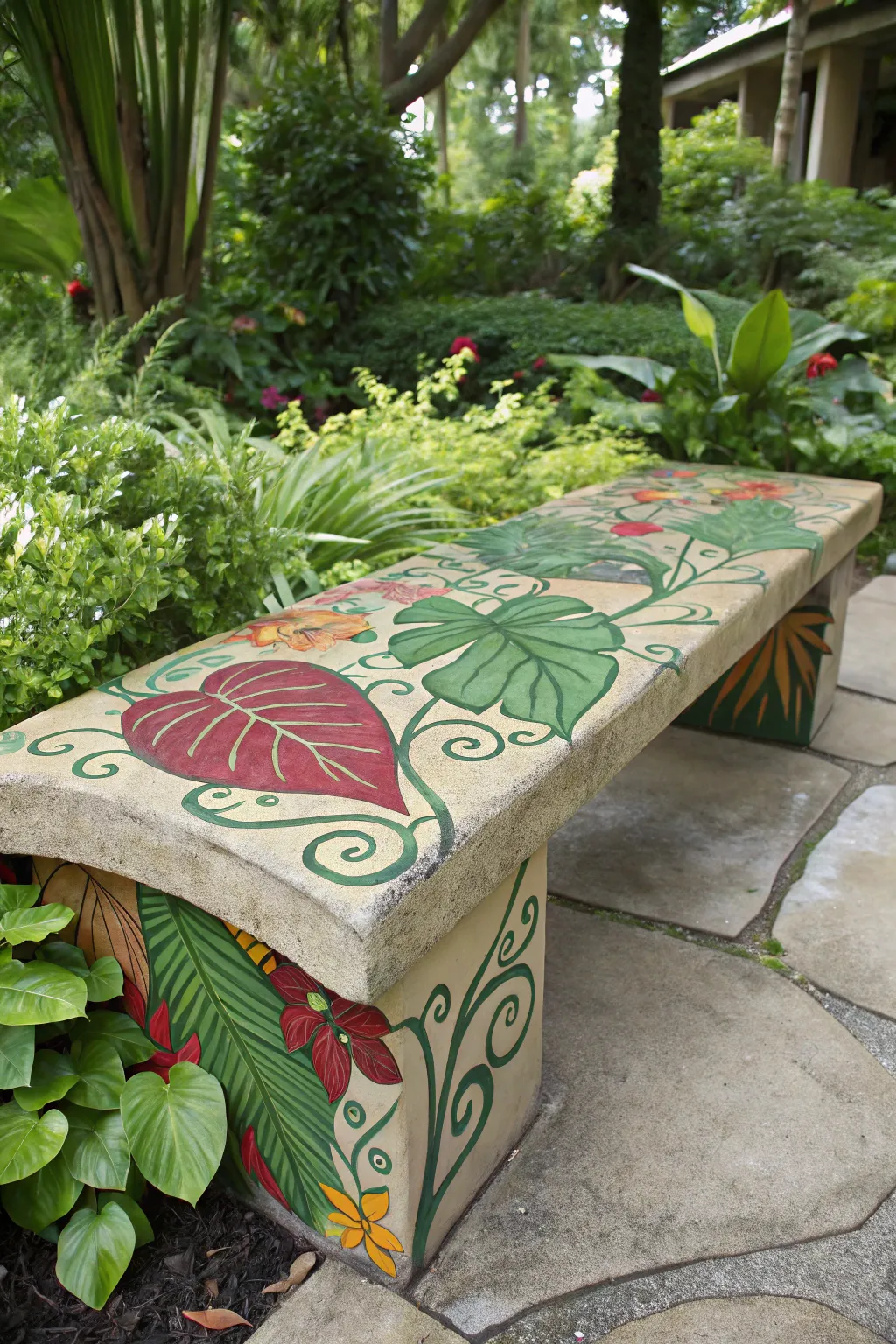 Elevate your outdoor space with bold, nature-inspired bench art that complements the beauty of the outdoors.