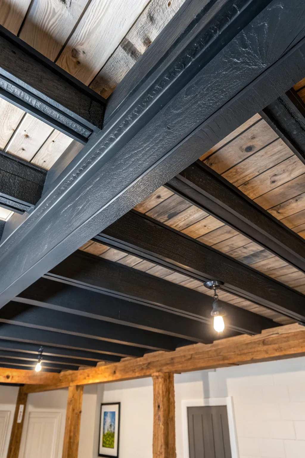 Transform your unfinished basement with bold, dramatic ceiling beams for an industrial edge.