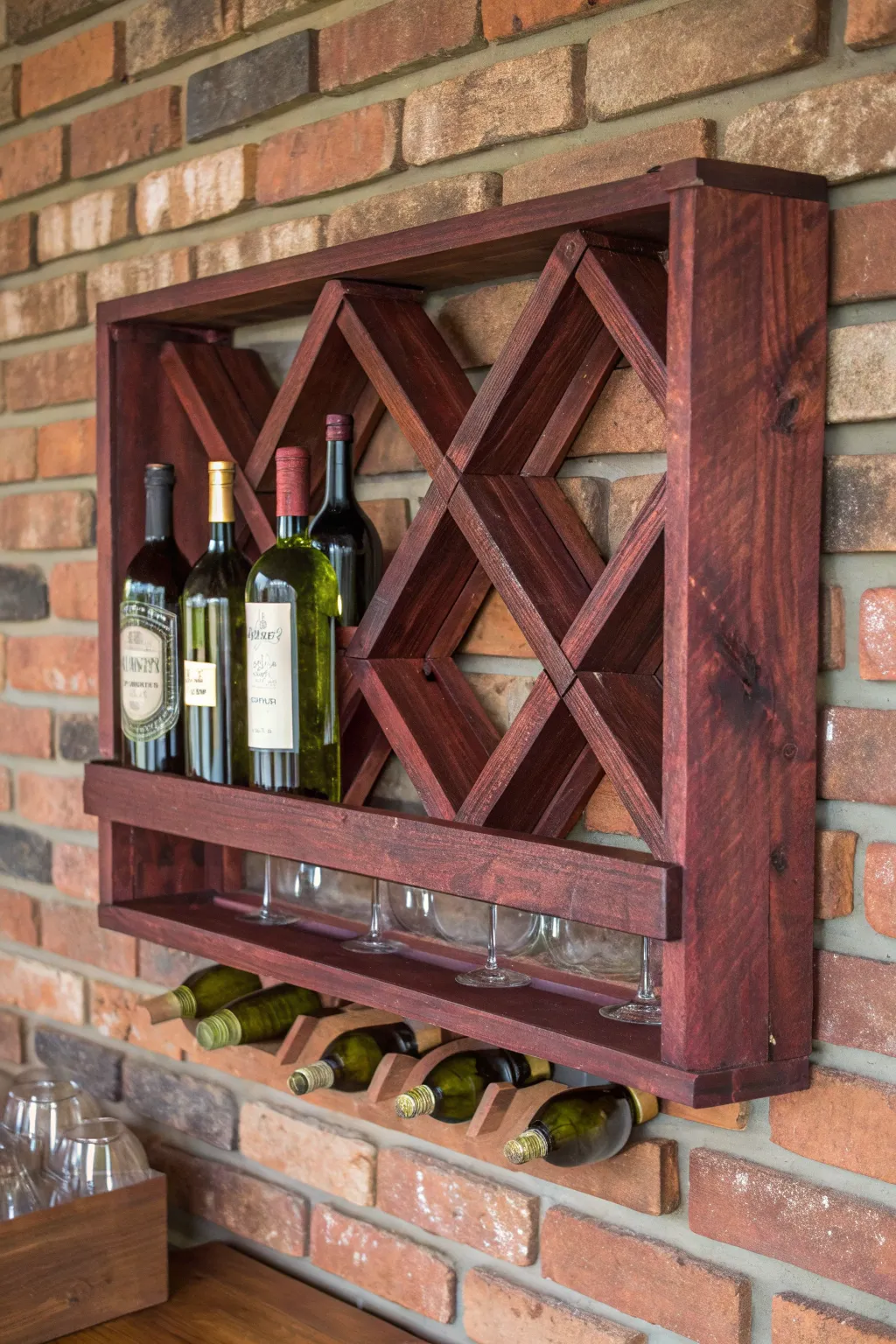 Transform your space with a masterfully crafted pallet bar shelf – where style meets functionality.
