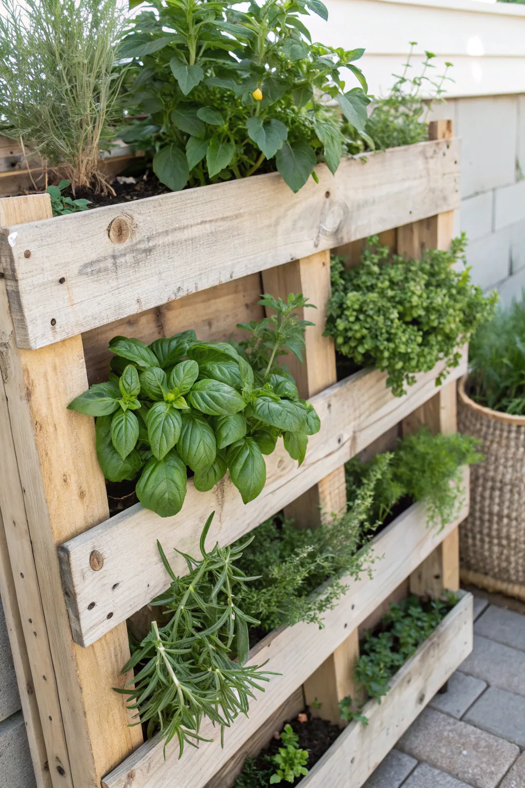 Embrace rustic charm with a DIY pallet herb garden that speaks to simplicity and natural beauty.