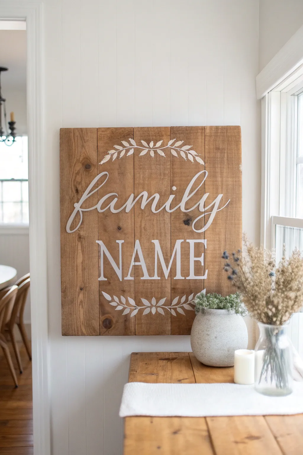 Add a personal touch to your home with a beautifully crafted name sign.