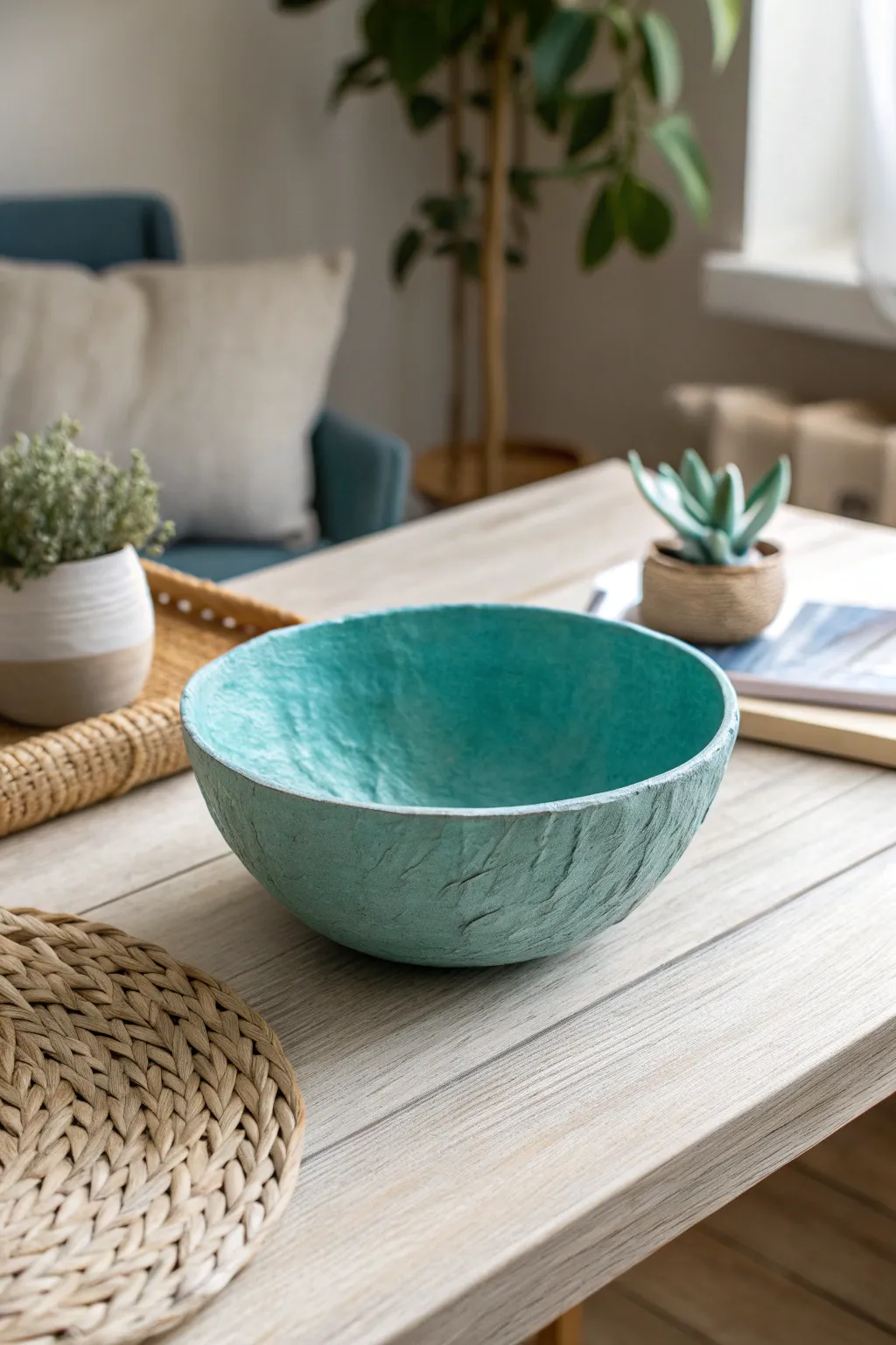 Discover the charm of handmade elegance with this stunning paper mâché bowl, where craftsmanship meets minimalist beauty.