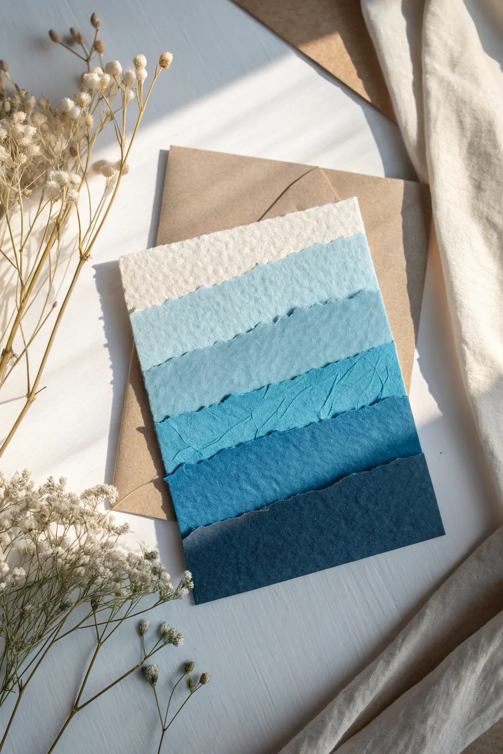 Elevate your gifting with layered monochrome elegance in soothing shades of blue.