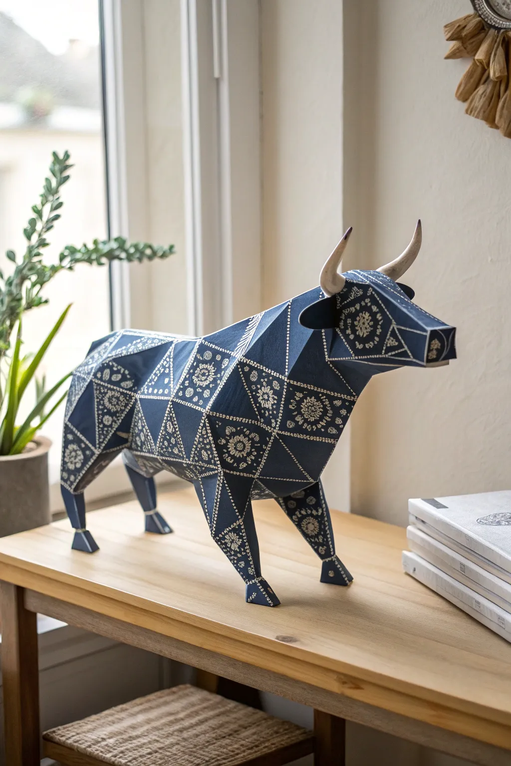 Add a playful and whimsical touch to your home with this stunning paper cow, embodying minimalist elegance and bold beauty.