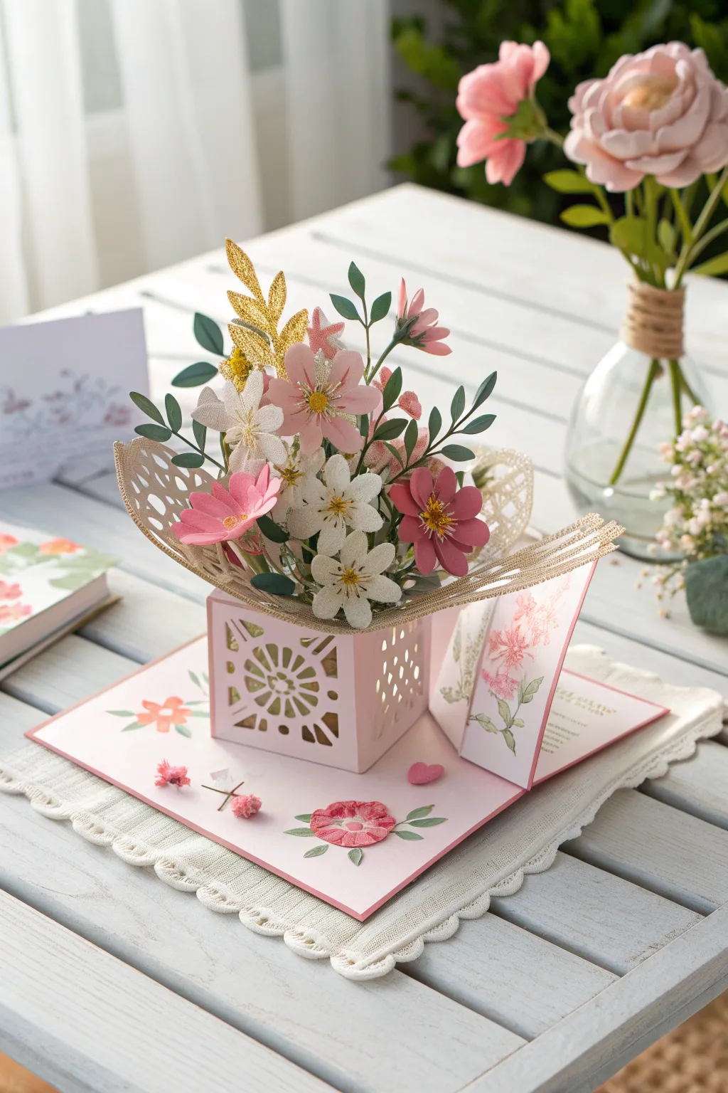 Discover the art of storytelling with every fold: A pop-up card that blooms with surprise and elegance.