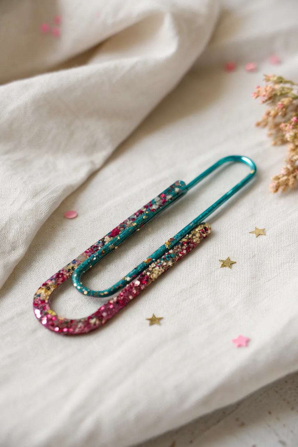 Add a touch of sparkle to your desk with these chic glitter-infused paperclips—where nostalgia meets modern elegance.