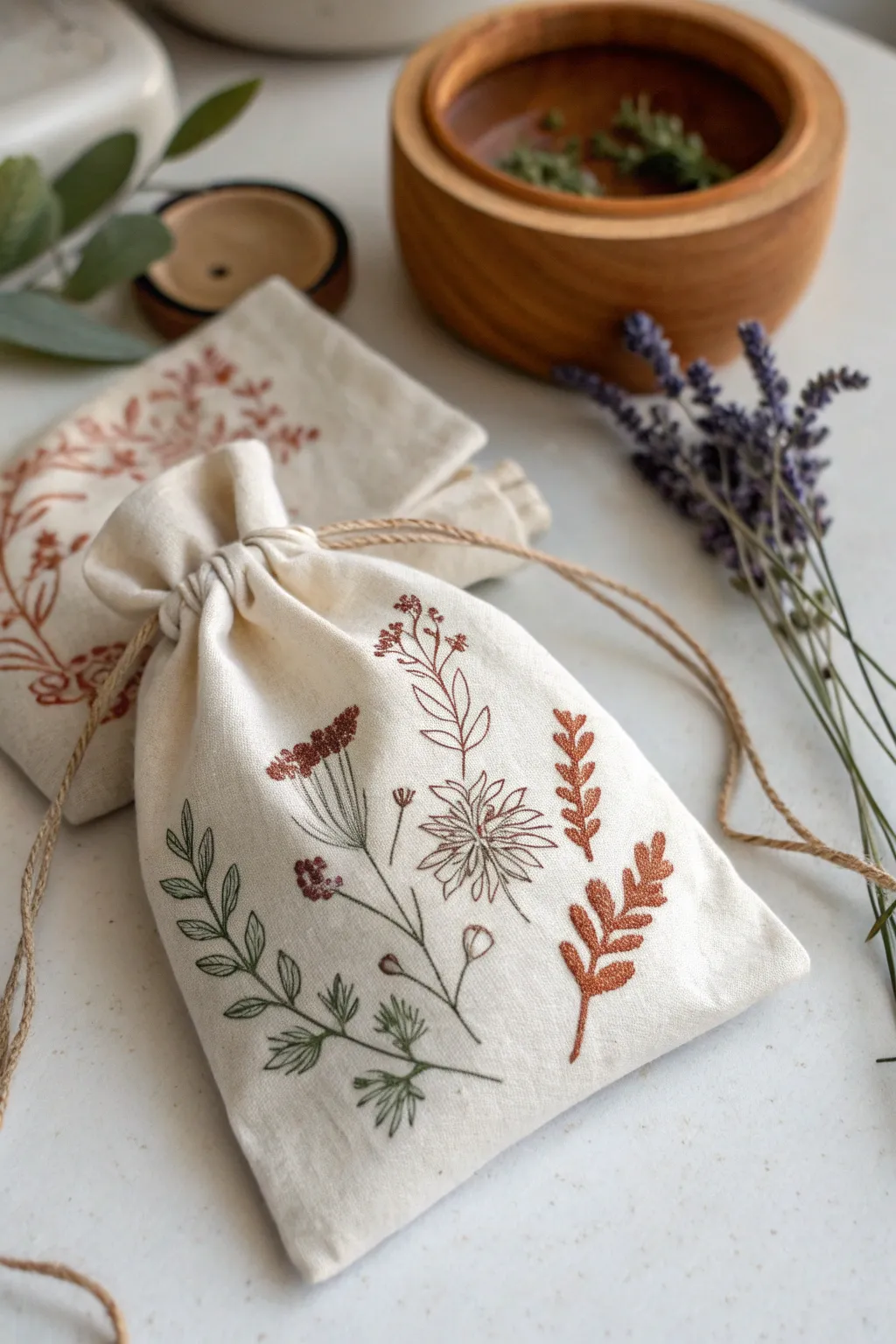 Elevate your party with stamped muslin bags that blend rustic charm and personal style 🌿✨