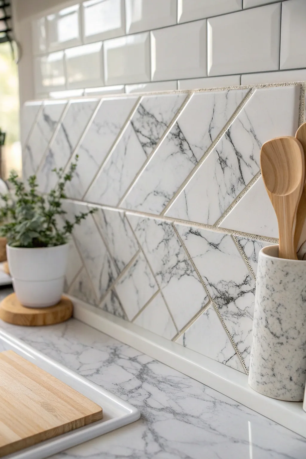 Transform your space with the effortless elegance of peel and stick marble tiles. #MarbleMagic