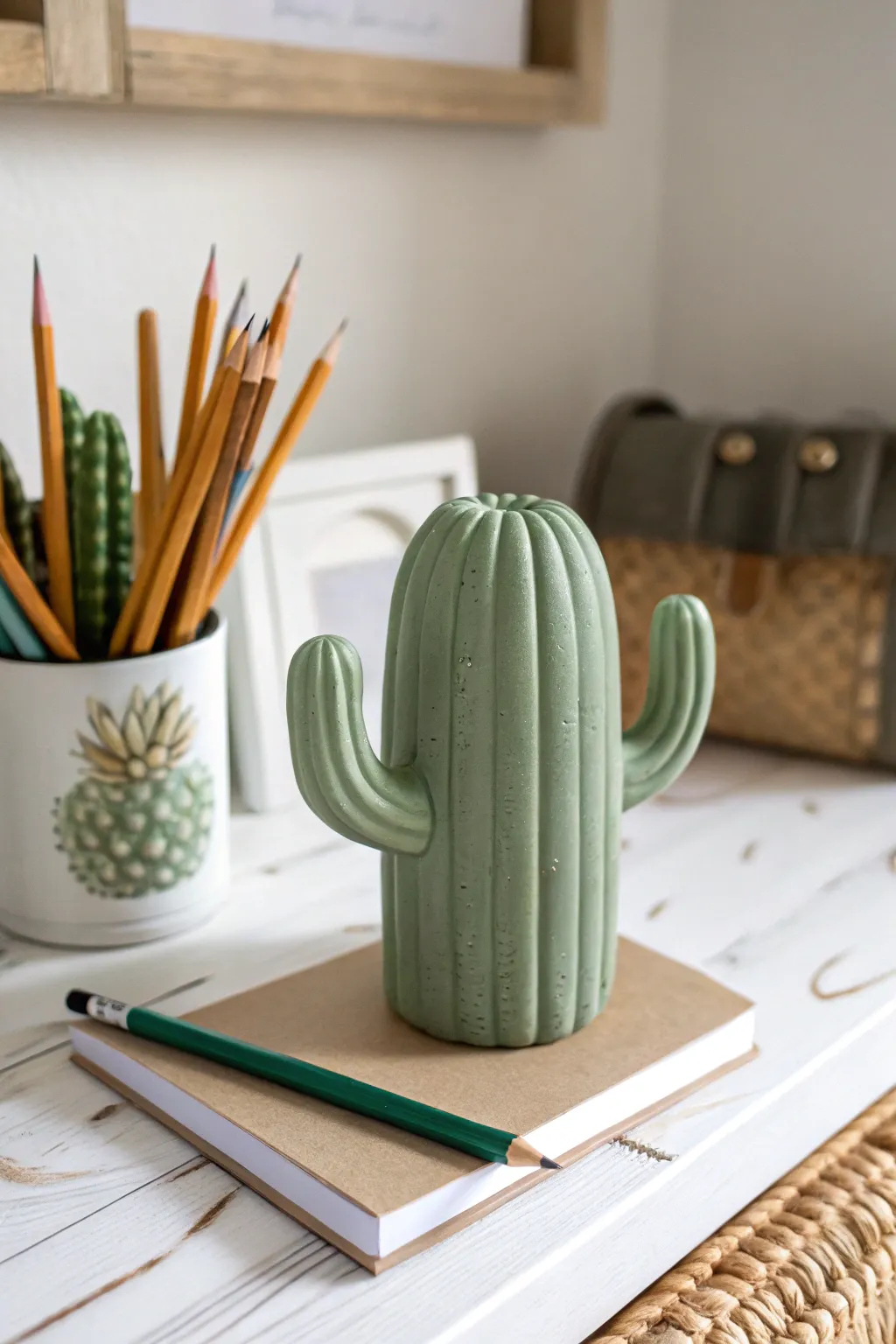 Bring the serene beauty of nature to your workspace with this charming cactus pencil holder!