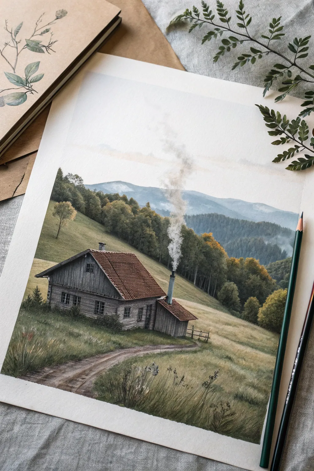 Embrace rustic charm with a simple yet captivating cottage pencil drawing.