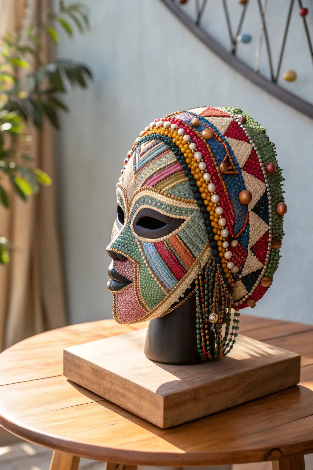 Embrace your creativity with textured layers that tell a story. Add depth and vibrancy to your mask projects with fabric and beads.