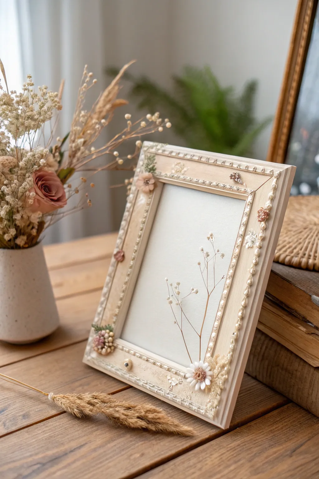 Transform your frames into personalized treasures with DIY embellishments that sparkle with simplicity and natural beauty.