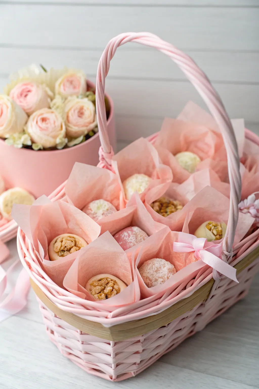 Elevate your snack time with a charming pink basket filled with delightful treats!