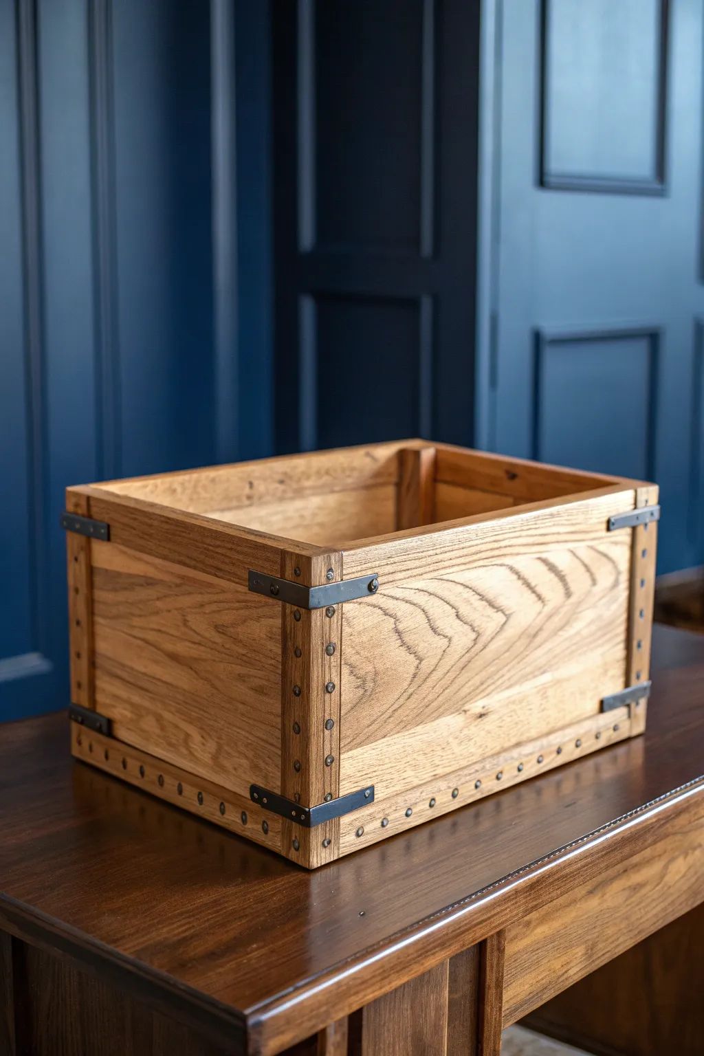 Elevate your space with this meticulously crafted wooden crate, where rustic charm meets modern elegance.
