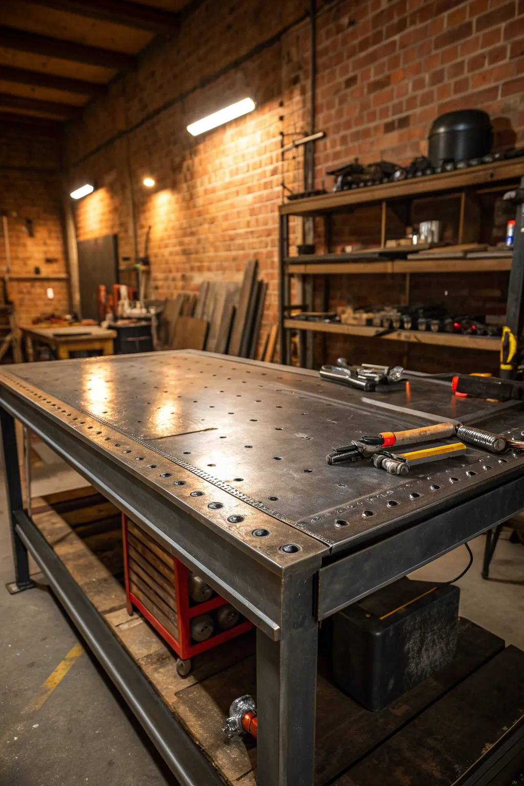 Elevate your workspace with the enduring elegance of a metal workbench, where craftsmanship meets modern design.