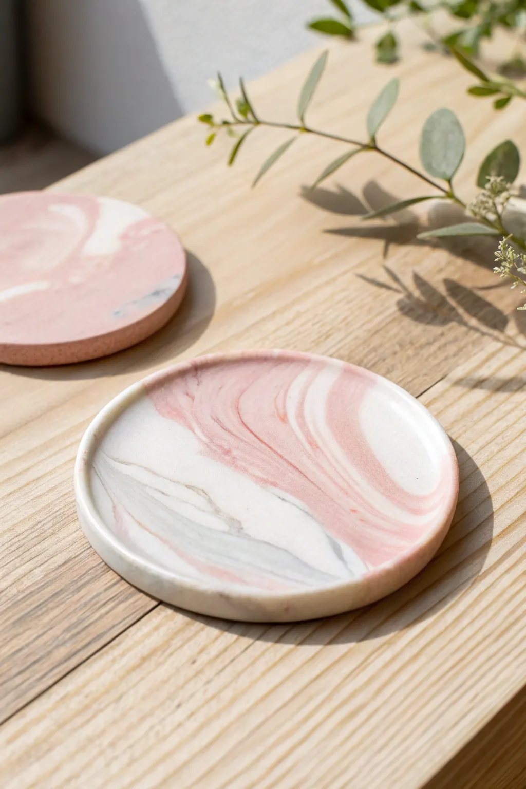 Elevate your table setting with these chic, handmade polymer clay coasters.