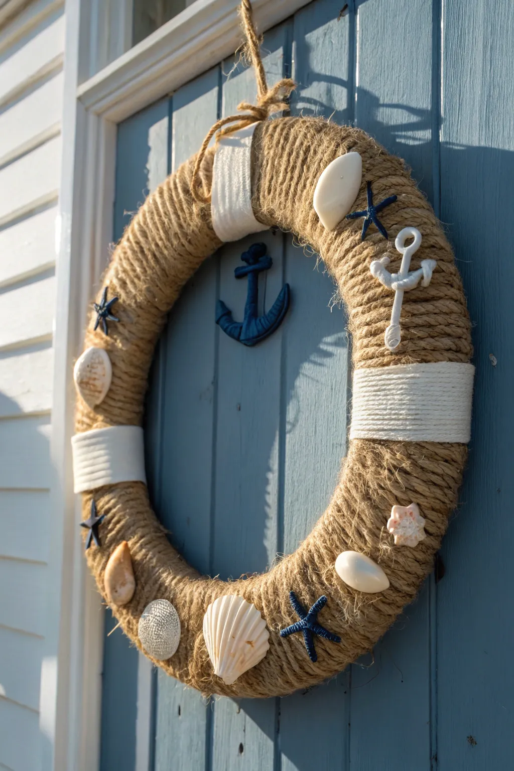 Transform your space with this stunning nautical wreath, blending oceanic charm with minimalist elegance.