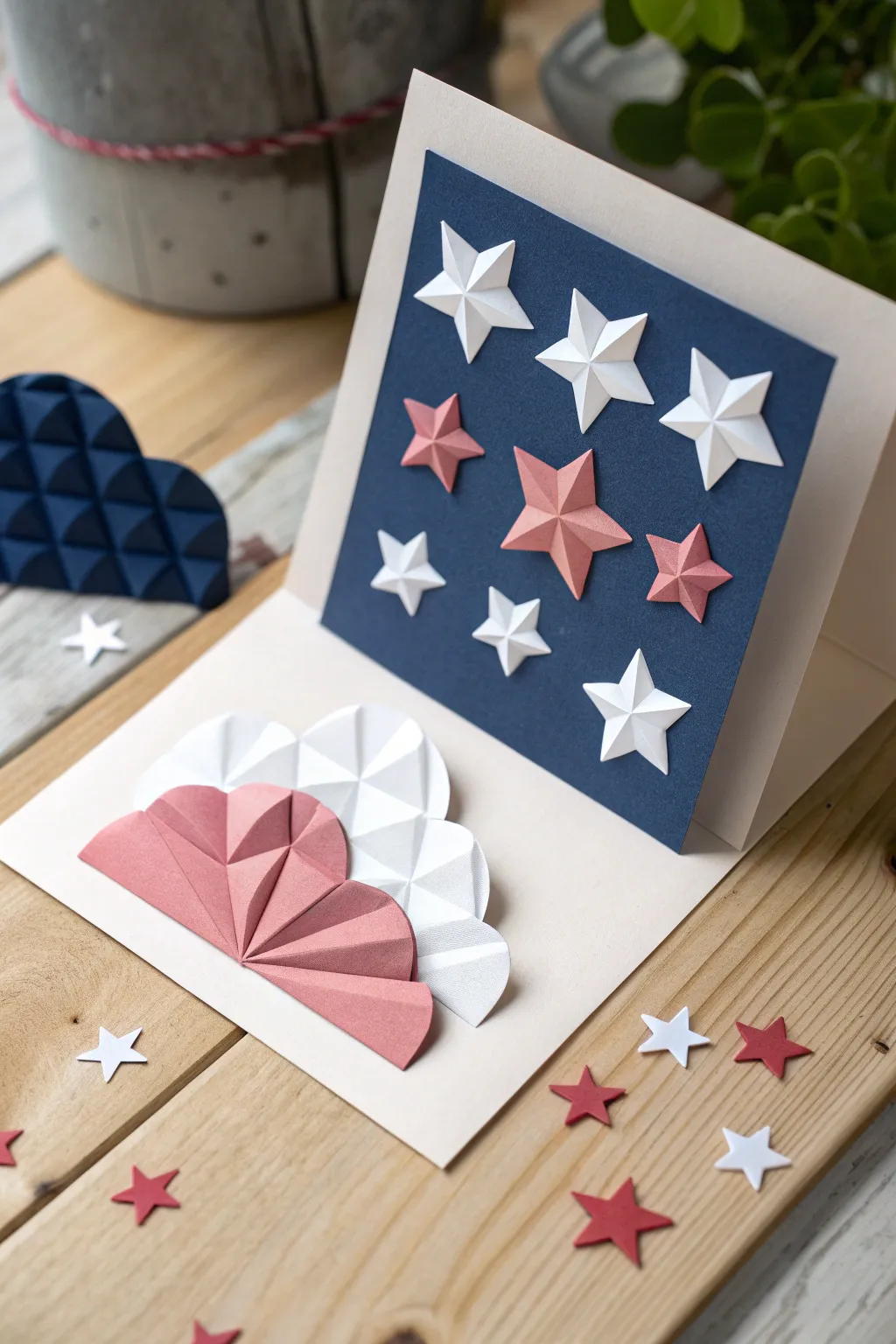 Discover the elegance of geometric wonders with this chic pop-up card, showcasing craftsmanship and simplicity with a bold, striking touch.