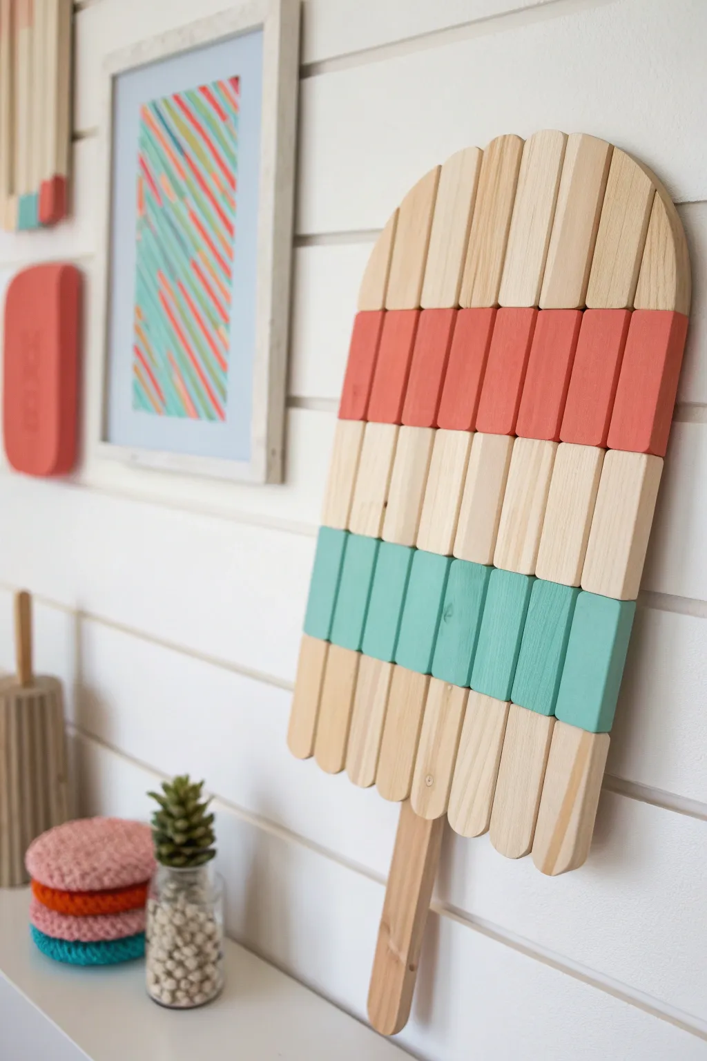 Elevate your space with this stunning 3D popsicle bulletin board—where minimalism meets bold design!