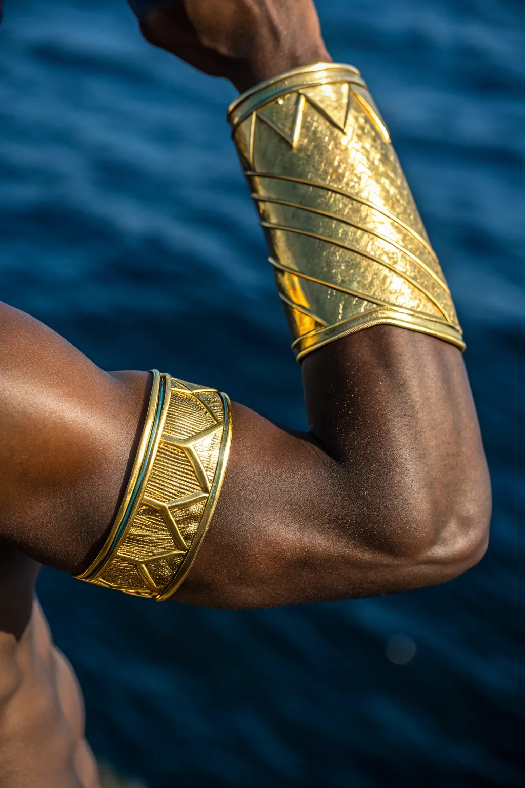 Embrace your inner deity with this handcrafted gold arm band, perfect for a Poseidon-inspired look.