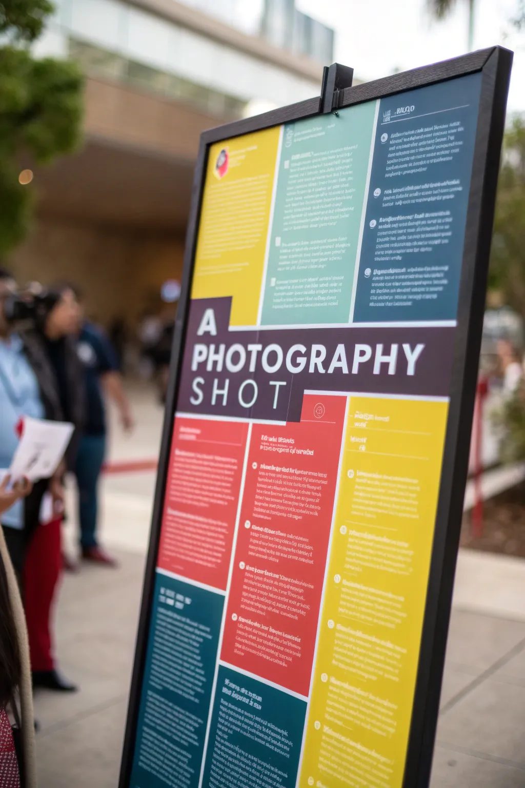 A dynamic layout with varied alignment and spacing adds intrigue to this poster.