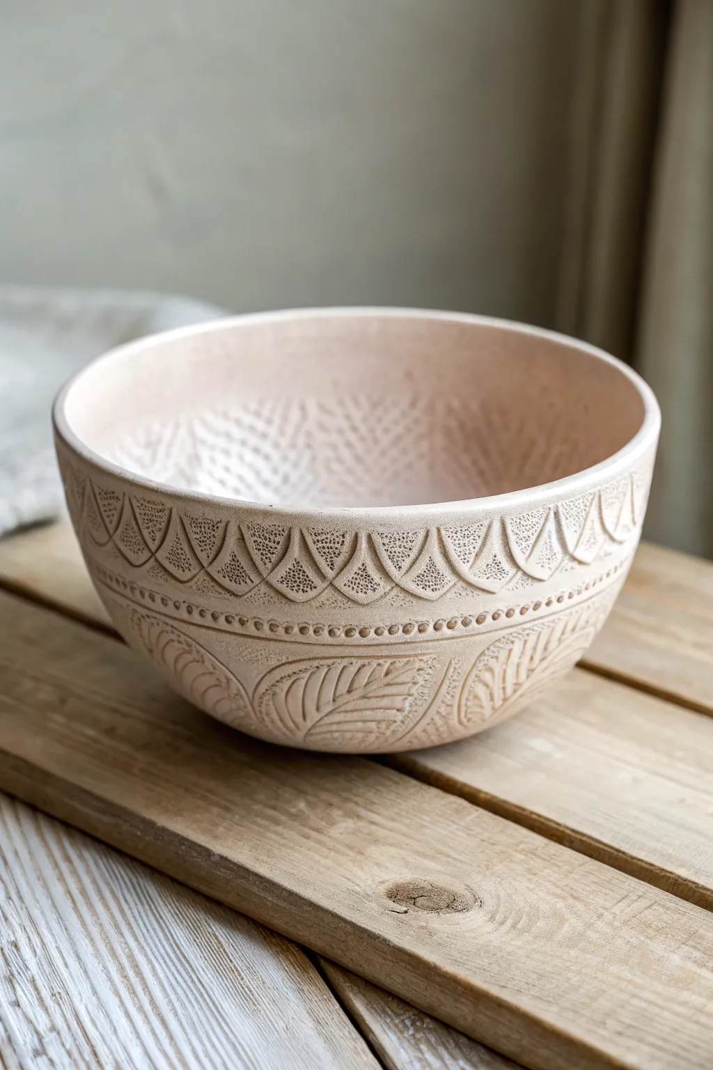 Discover the beauty of textured craftsmanship with this unique handmade pottery bowl.