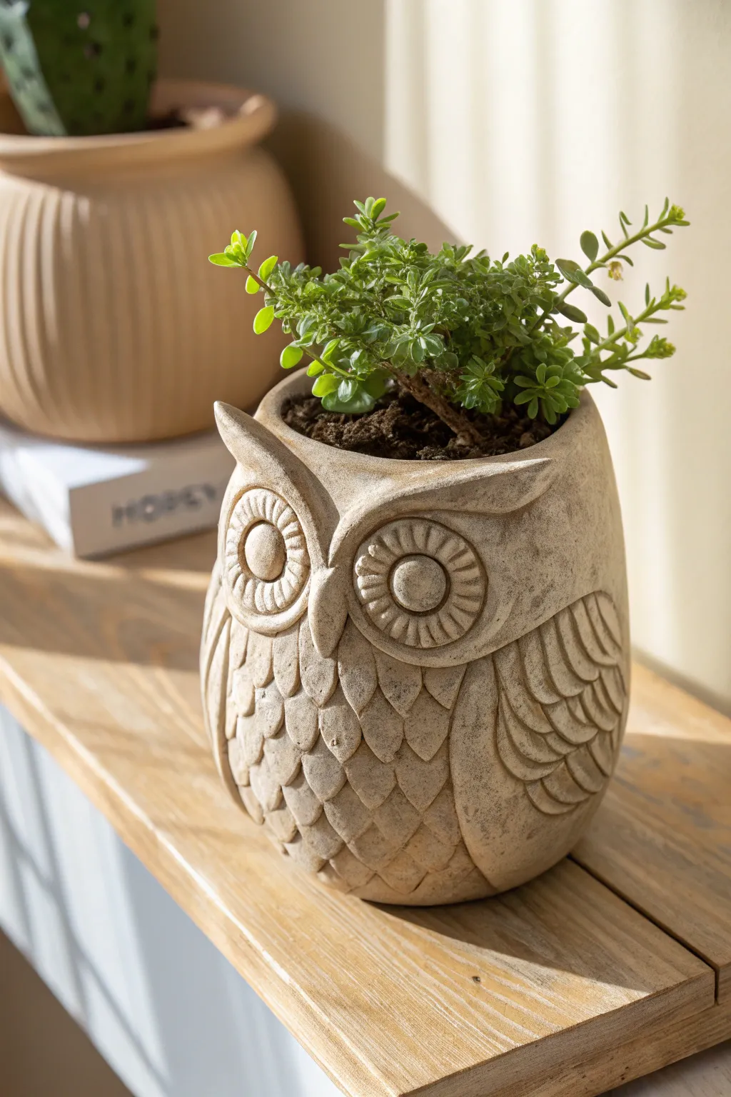 Unleash your creativity with this charming owl planter – where nature meets artistry!