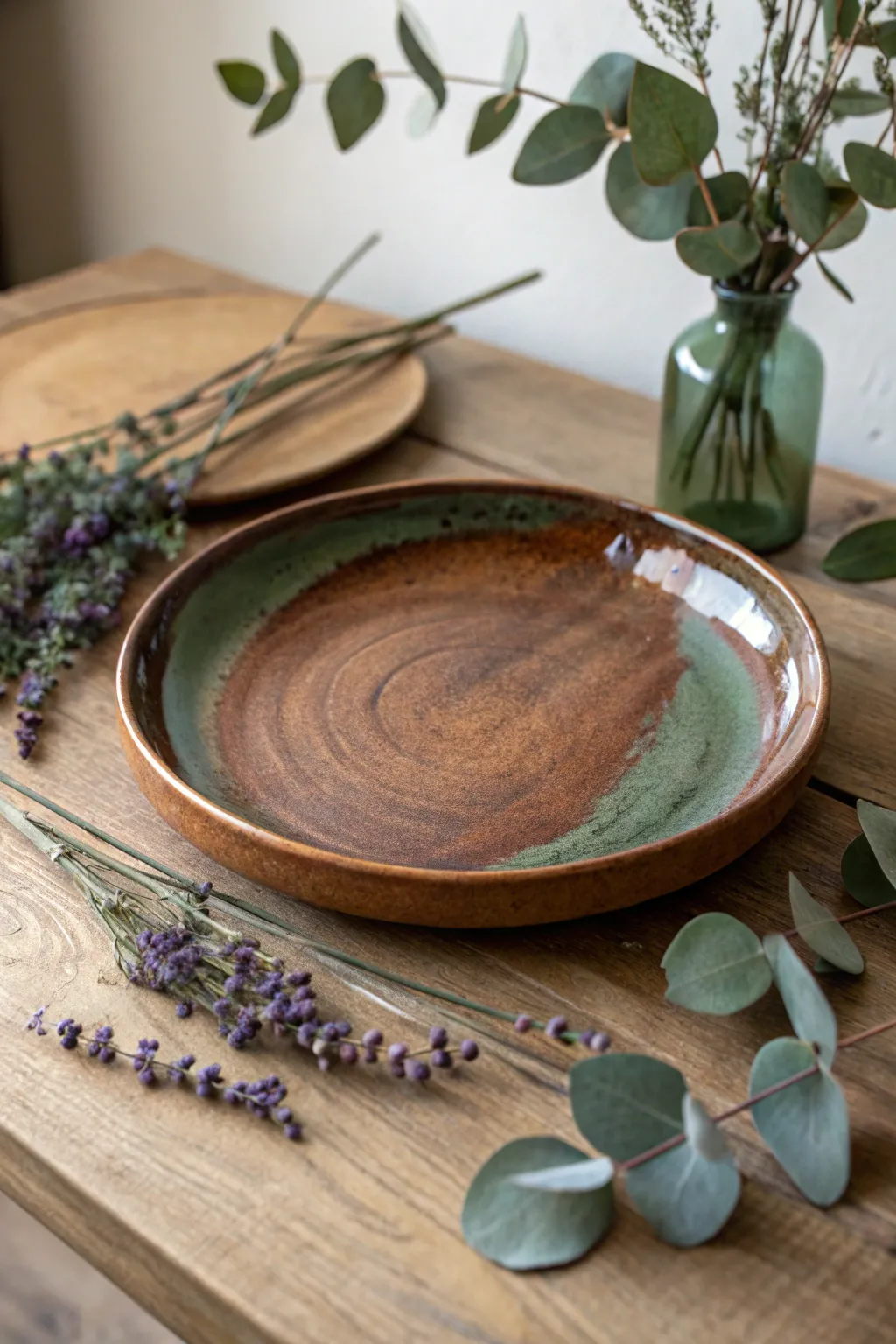 Add warmth to your table with this beautifully crafted, earthy-toned pottery platter, perfect for any minimalist setting.