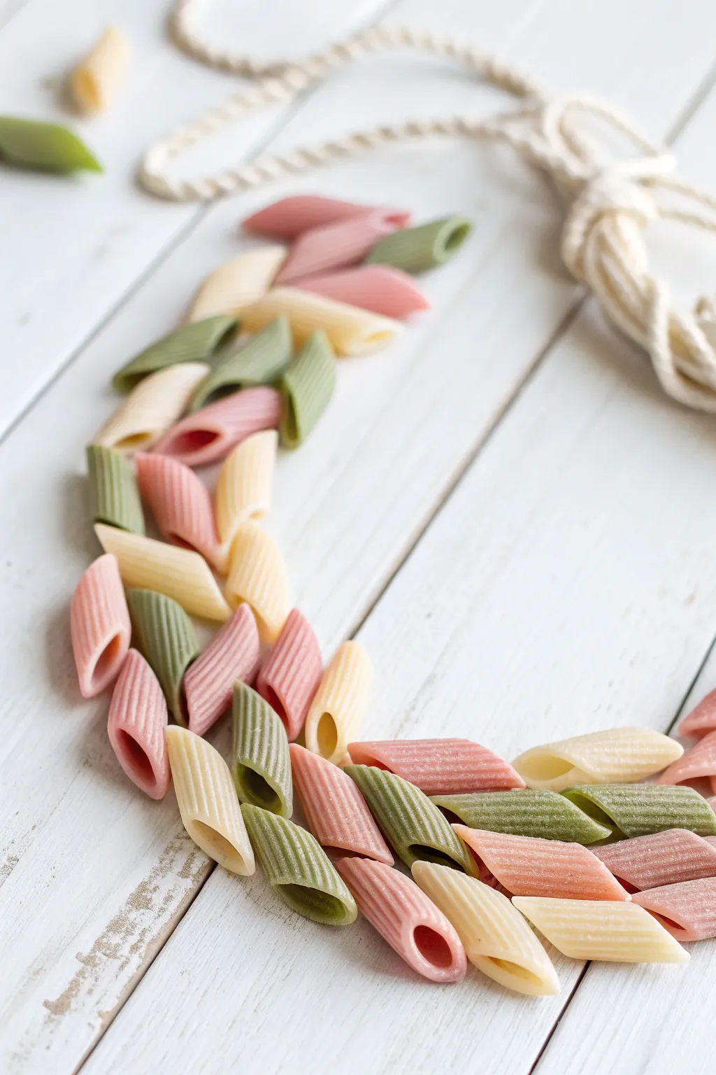 Crafting joy: A charming painted pasta necklace that little hands can create and wear with pride.
