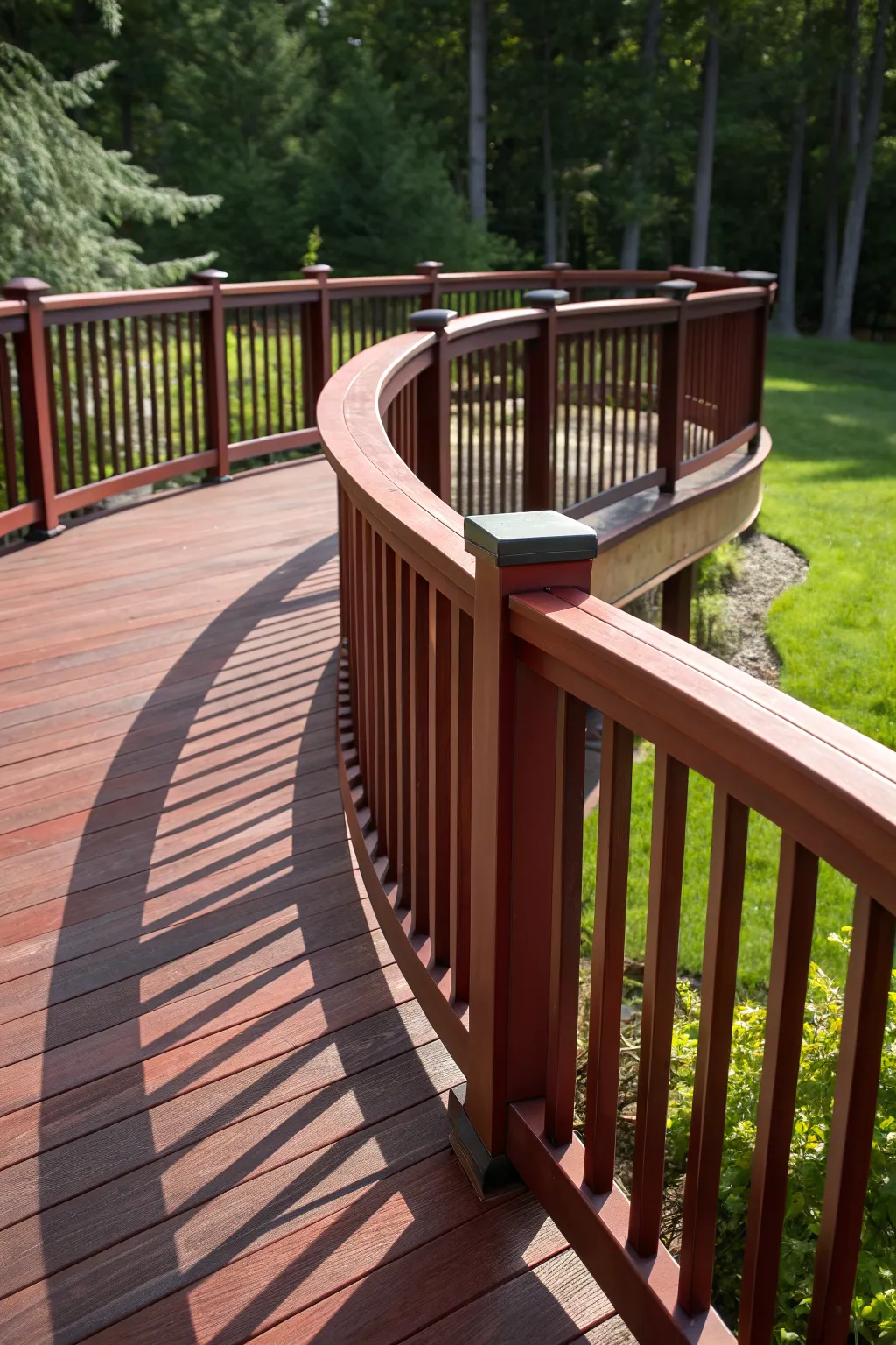 Elevate your deck's elegance with beautifully curved railings.