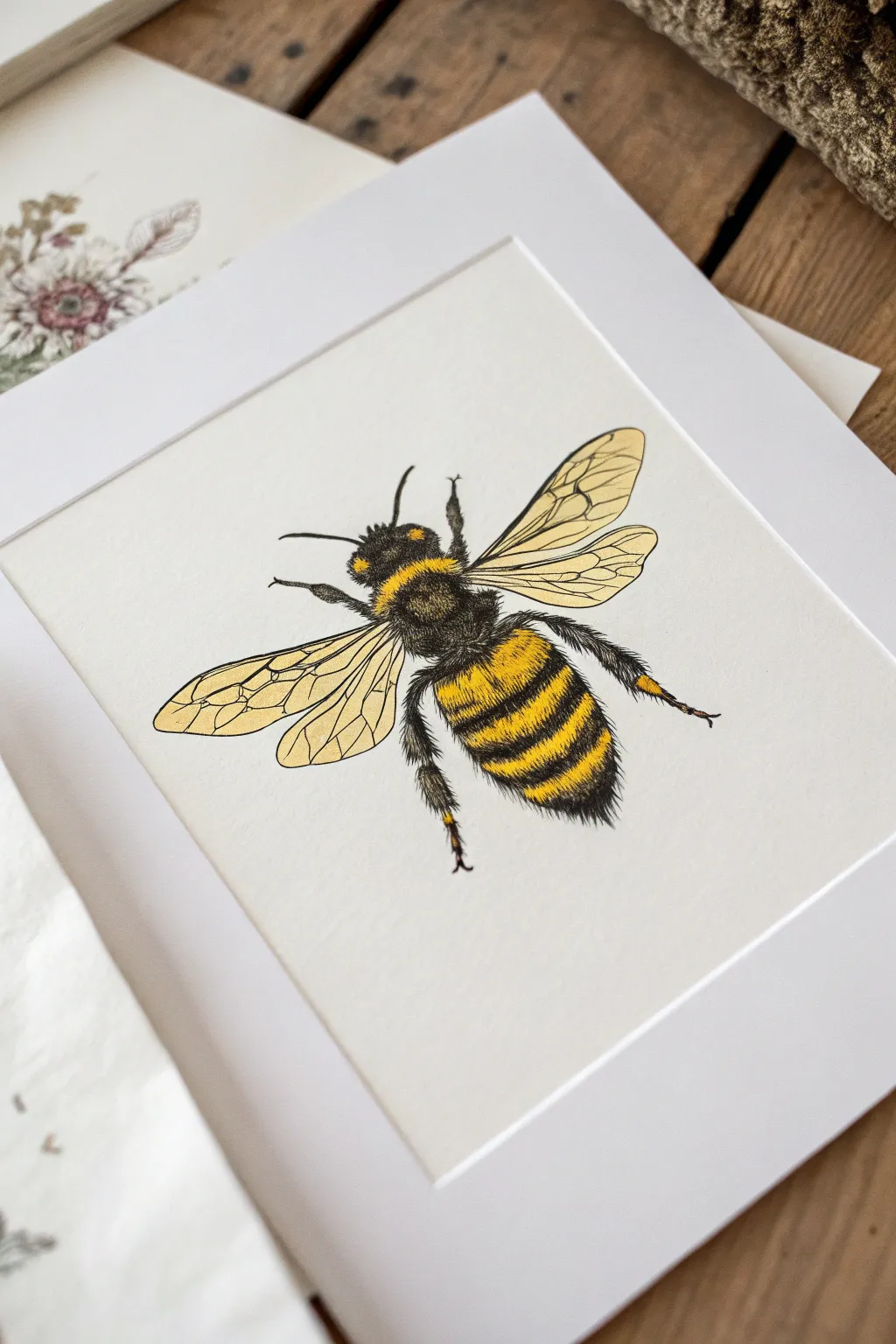 Buzzing into style: Add a touch of vibrant elegance with this stunning bee print.