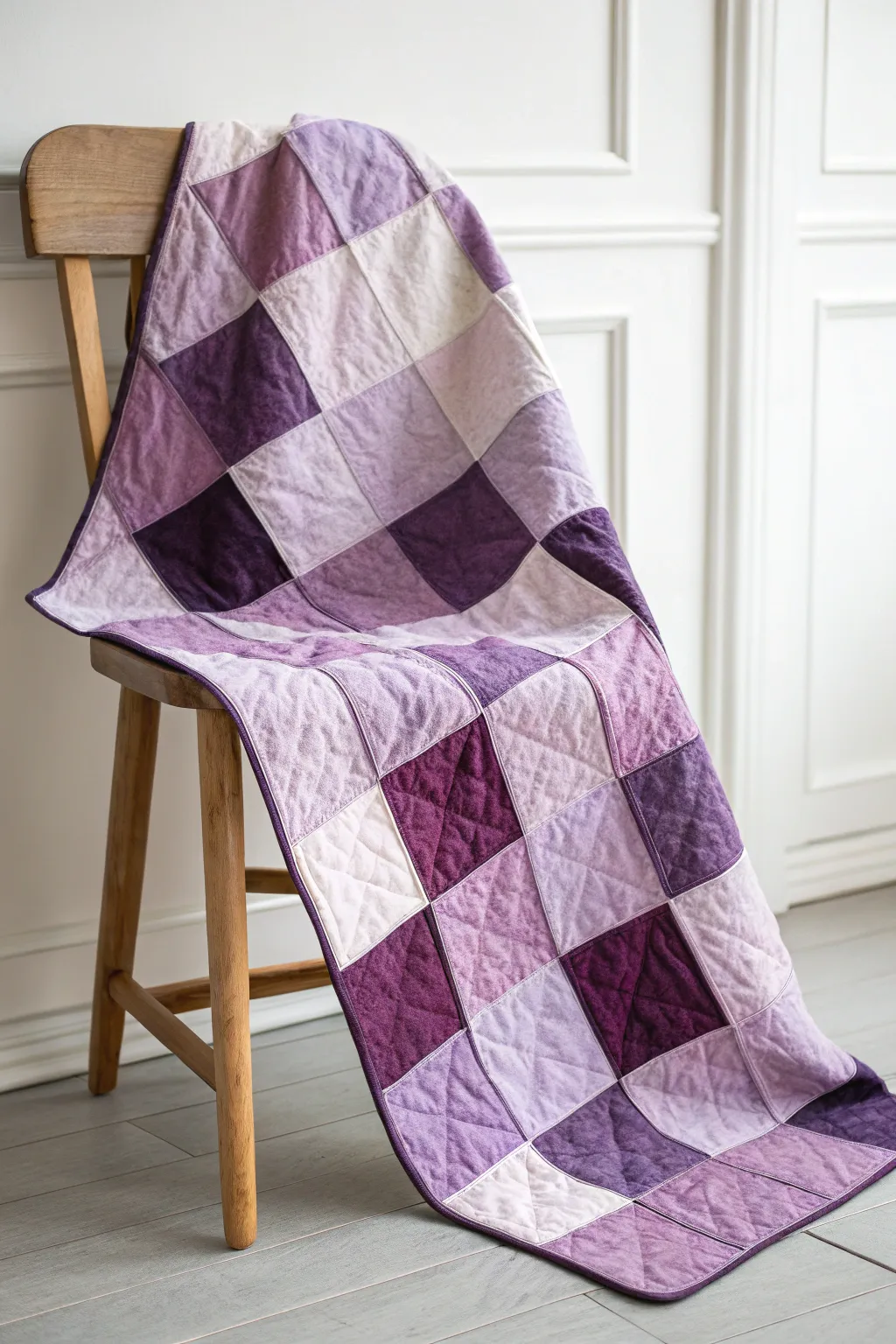 Embrace modern minimalism with this chic purple quilt—perfect for adding understated elegance and warmth to any space.