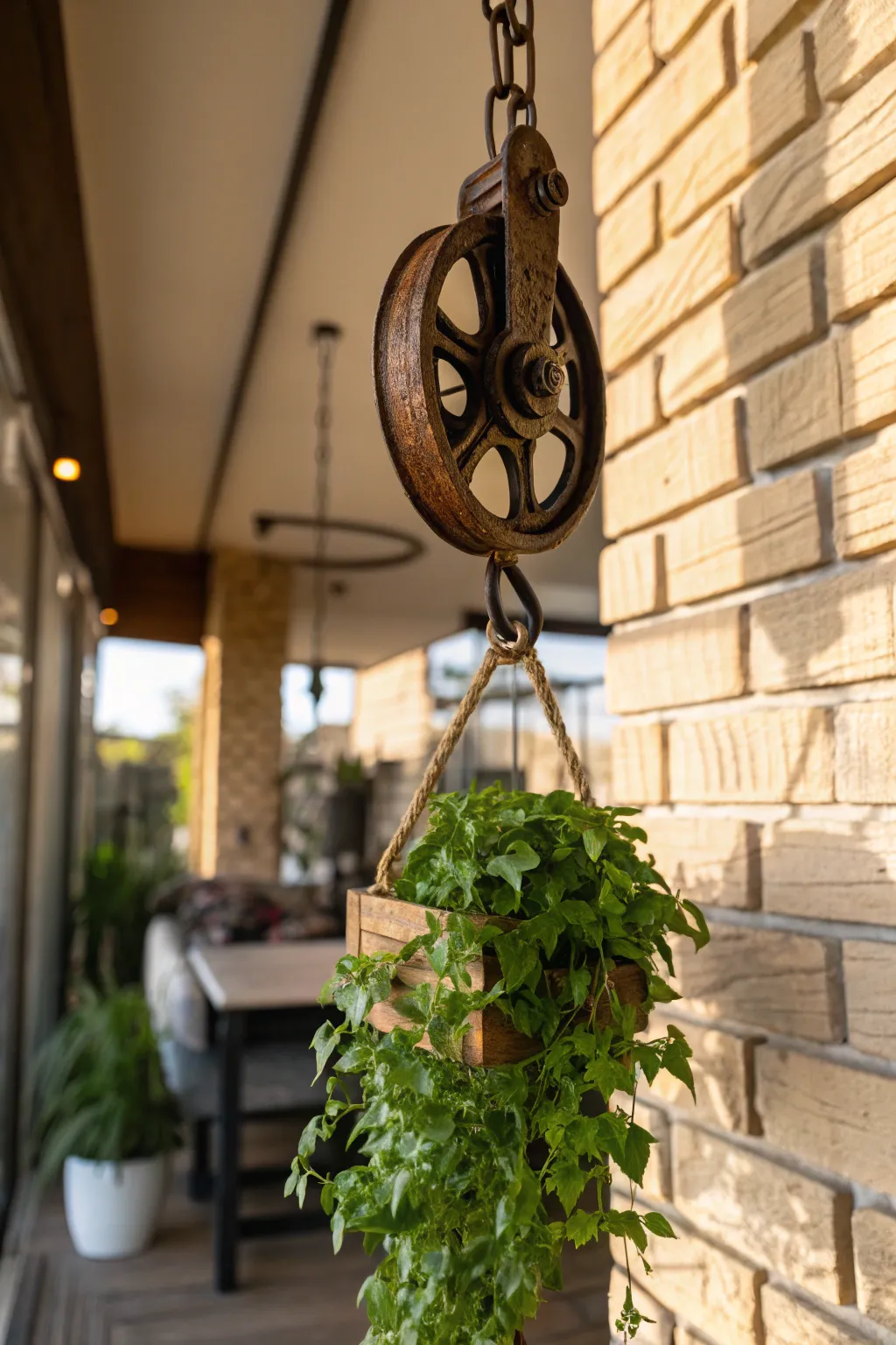 Elevate your greenery with a touch of industrial charm. Discover the art of the pulley plant hanger.