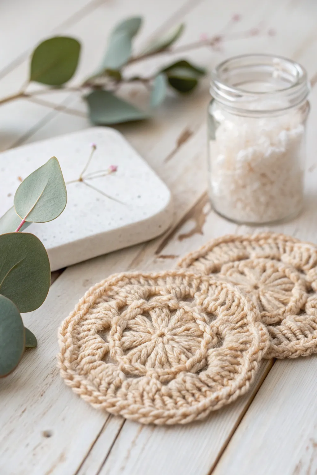 Elevate your spa routine with these handcrafted crochet face scrubbies. 🌿✨ #EcoFriendlyBeauty #MinimalistCraft