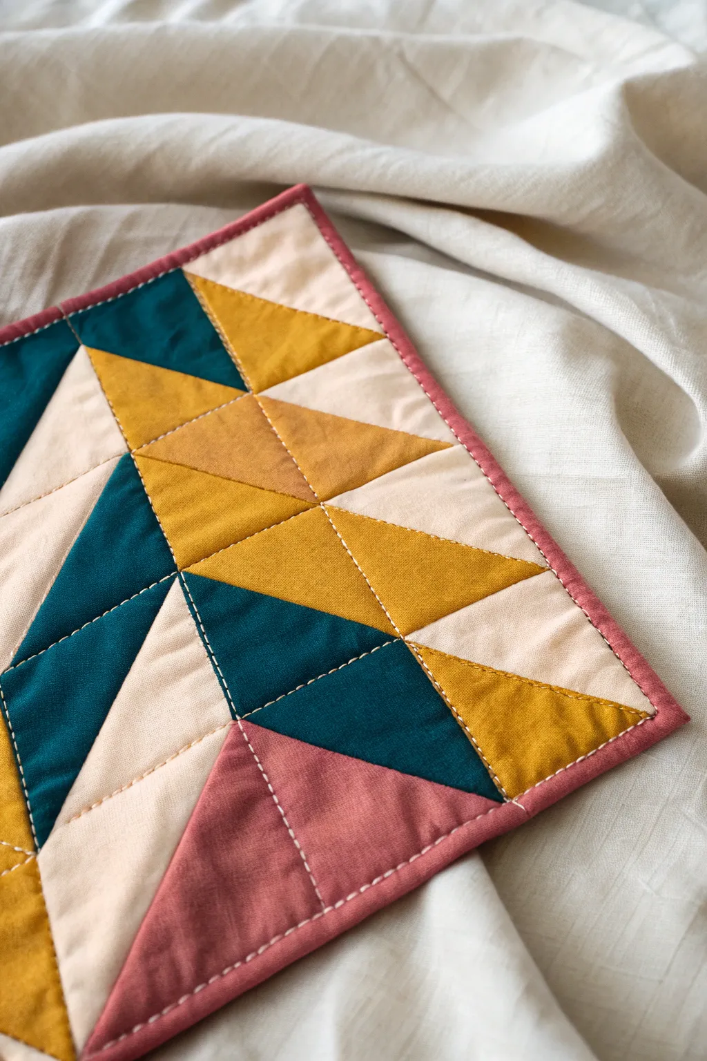 Elevate your quilting with the dynamic charm of Flying Geese blocks. A minimalist boho delight!