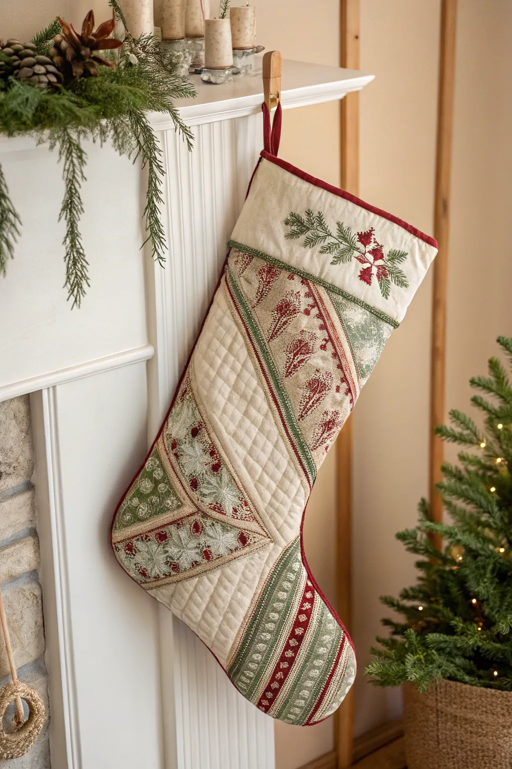 Elevate your holiday decor with the timeless charm of quilted Christmas stockings.