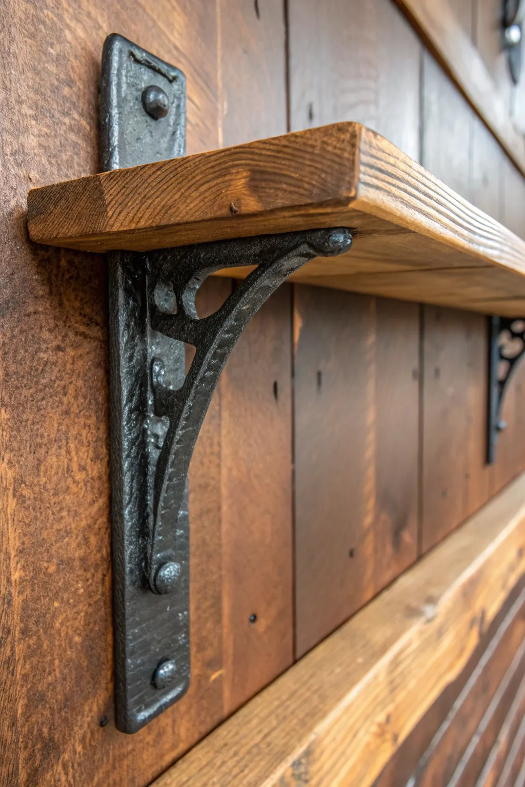 Elevate your space with the rugged elegance of a handcrafted railroad spike shelf bracket.