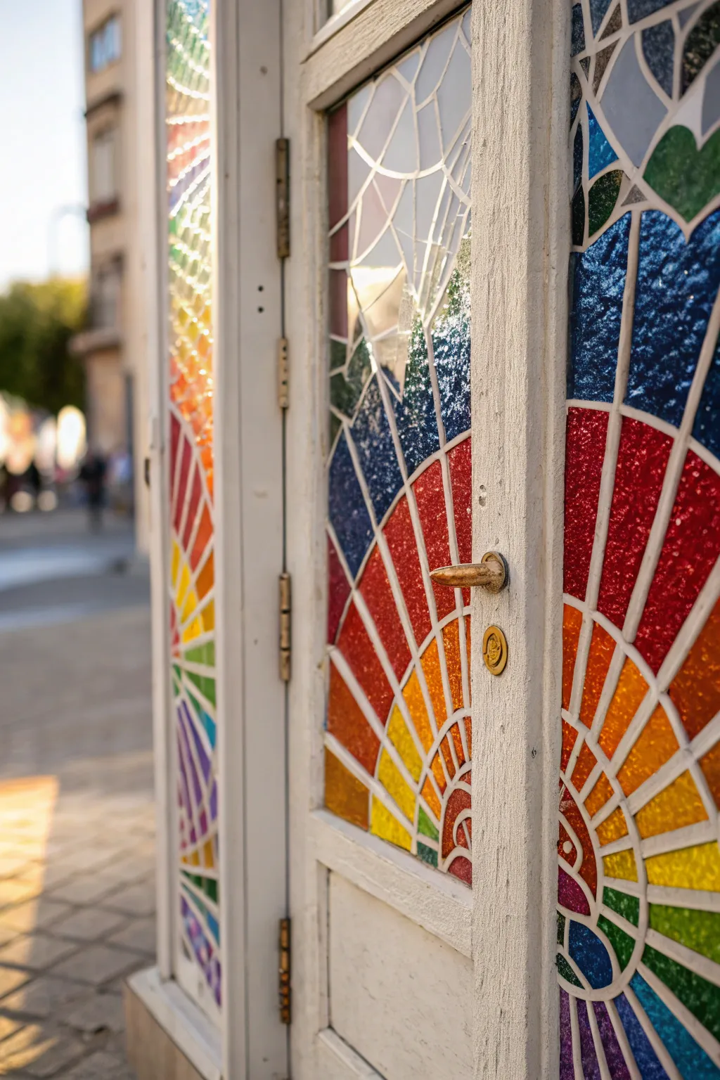 Craft a unique look with a rainbow mosaic.