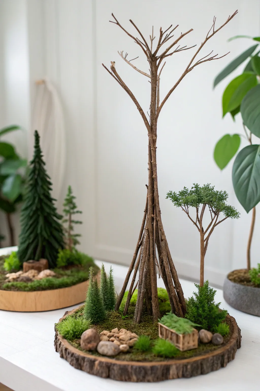 Elevate your space with a touch of nature: a minimalist rainforest diorama showcasing the beauty of craftsmanship.
