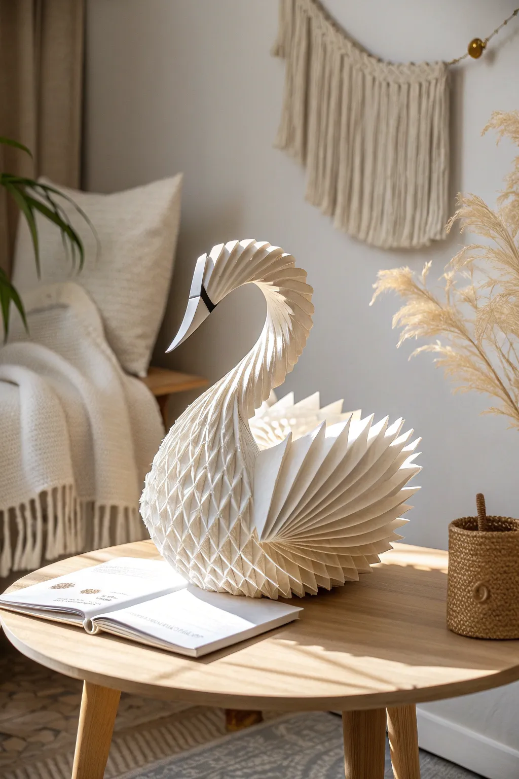 Transform your space with the elegance of recycled art. Meet the paper swan: a testament to creativity and sustainability.