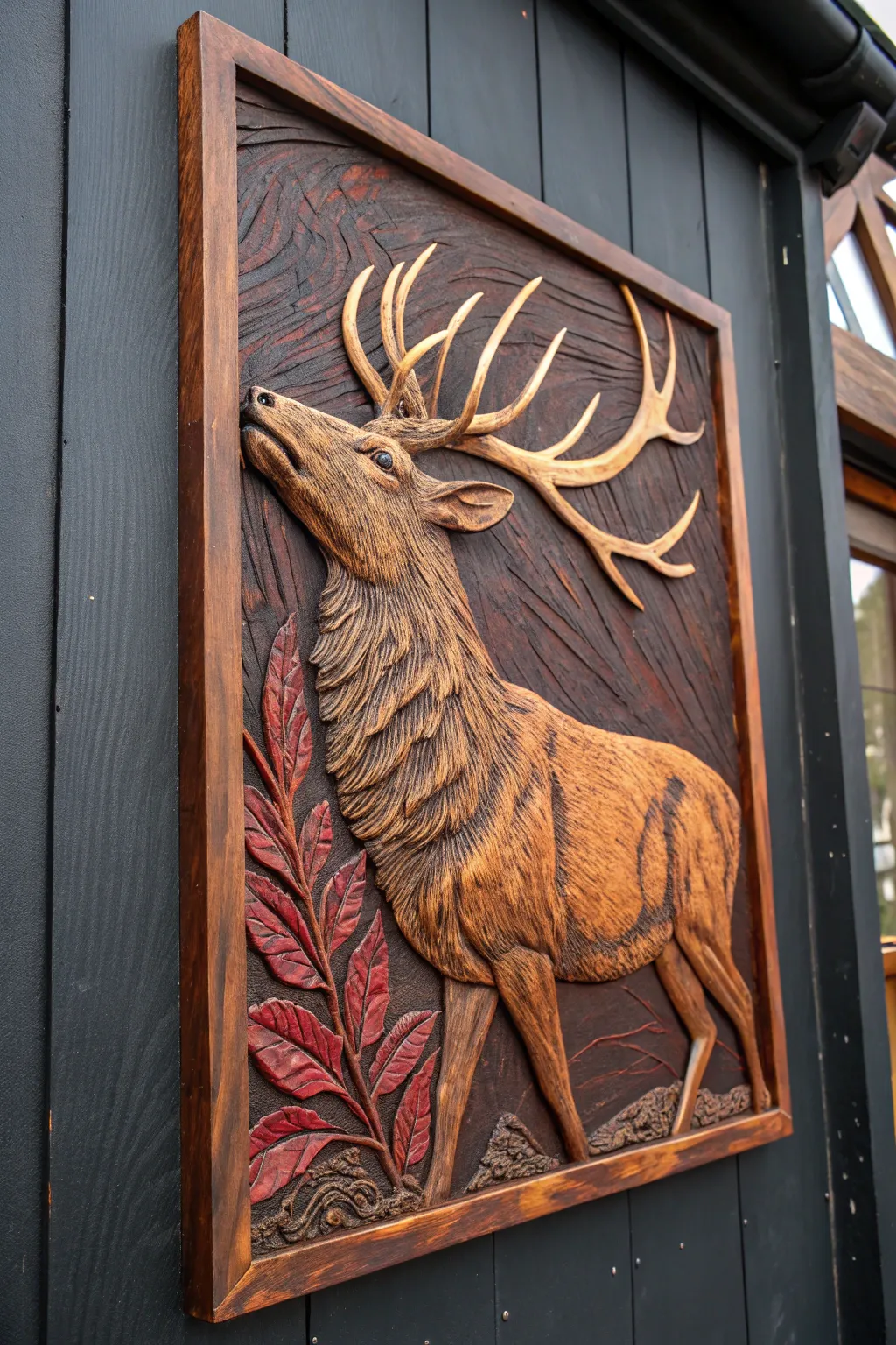 Embrace the wilderness with this stunning deer antler relief, a testament to craftsmanship and nature's beauty.