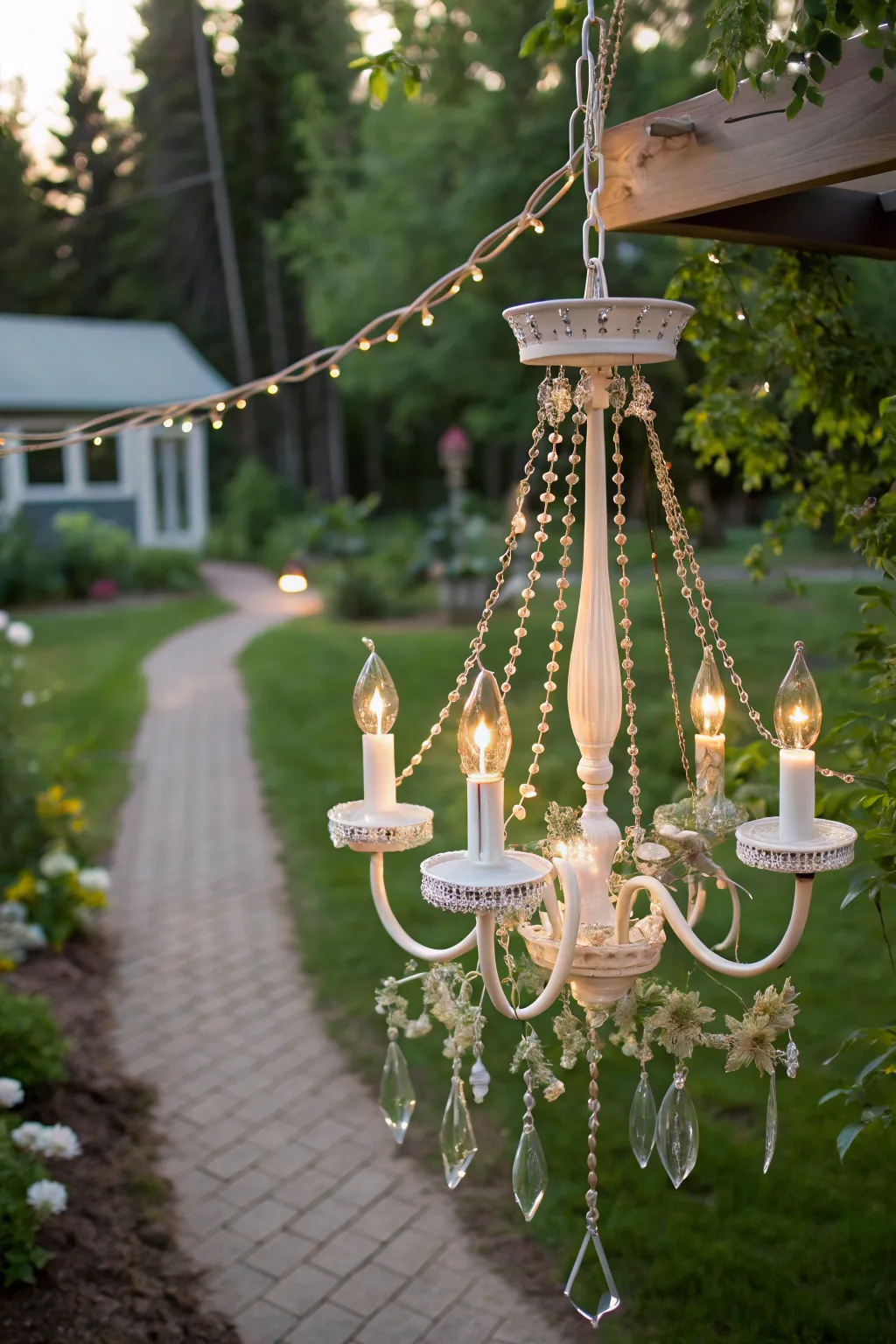 Illuminate your outdoor space with eco-friendly elegance: A Scandinavian-inspired solar chandelier.