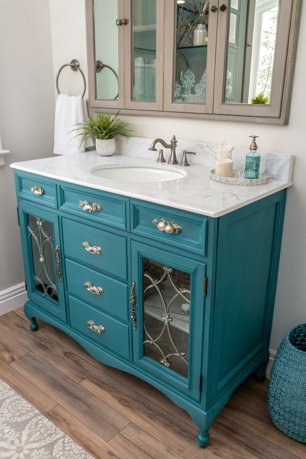 Breathe new life into your bathroom with this stunning vintage vanity transformation.